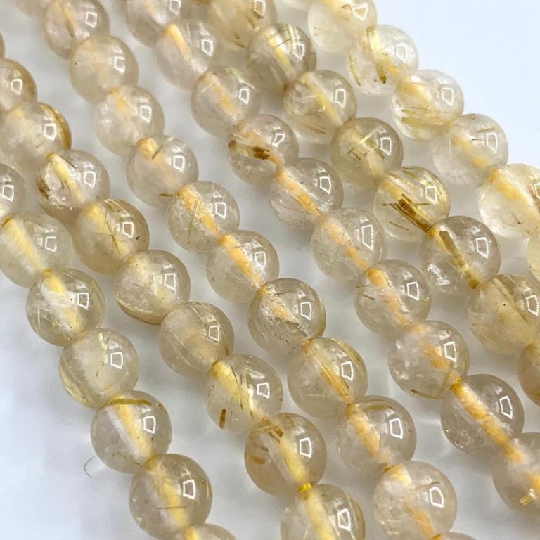 Golden Rutile Quartz Smooth Rounds Approx 5 - 6mm Beads 38cm Strand - Image 2