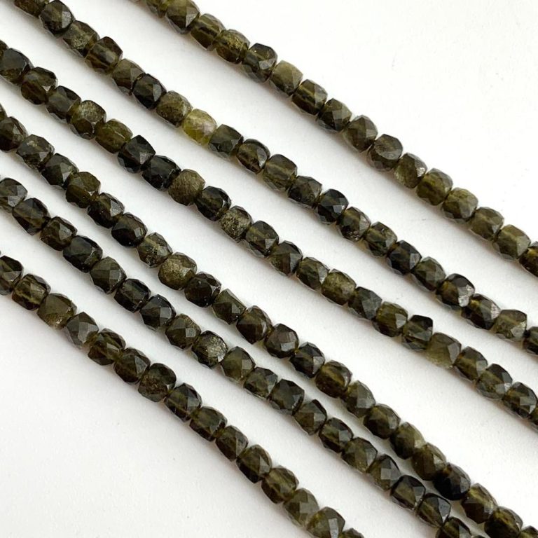 Golden Obsidian Faceted Cubes 2mm 38cm Strand - Image 2