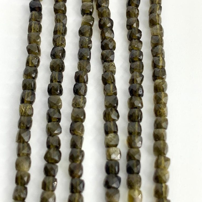 Golden Obsidian Faceted Cubes 2mm 38cm Strand - Image 3