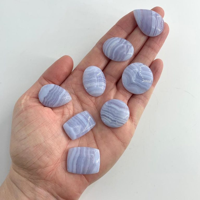 Blue Lace Agate Mixed Shape Cabochons Approx 25 - 35mm 4 Piece Pack - Image 2