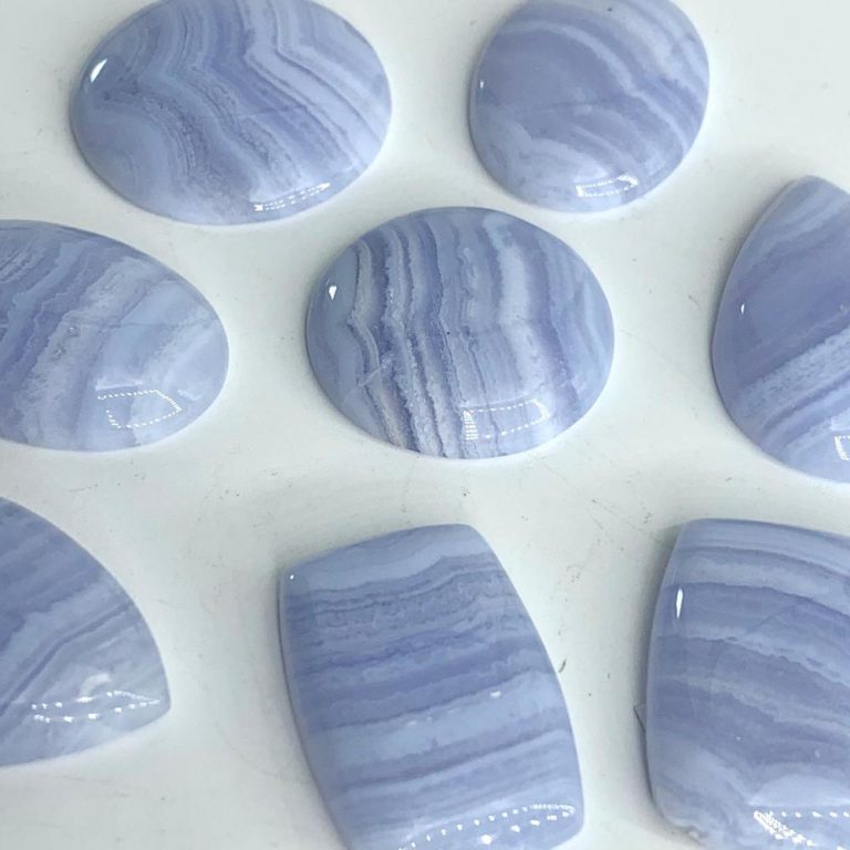 Blue Lace Agate Mixed Shape Cabochons Approx 25 - 35mm 4 Piece Pack - Image 4