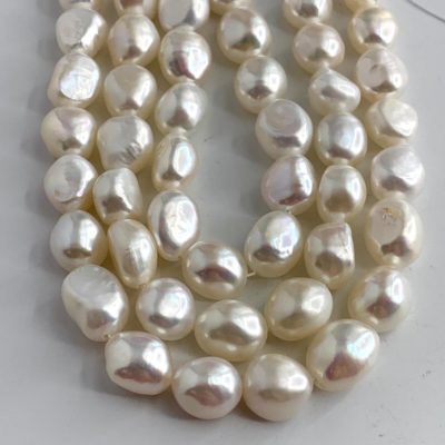 Freshwater Cultured White Baroque Pearls 10-11 mm 38cm String