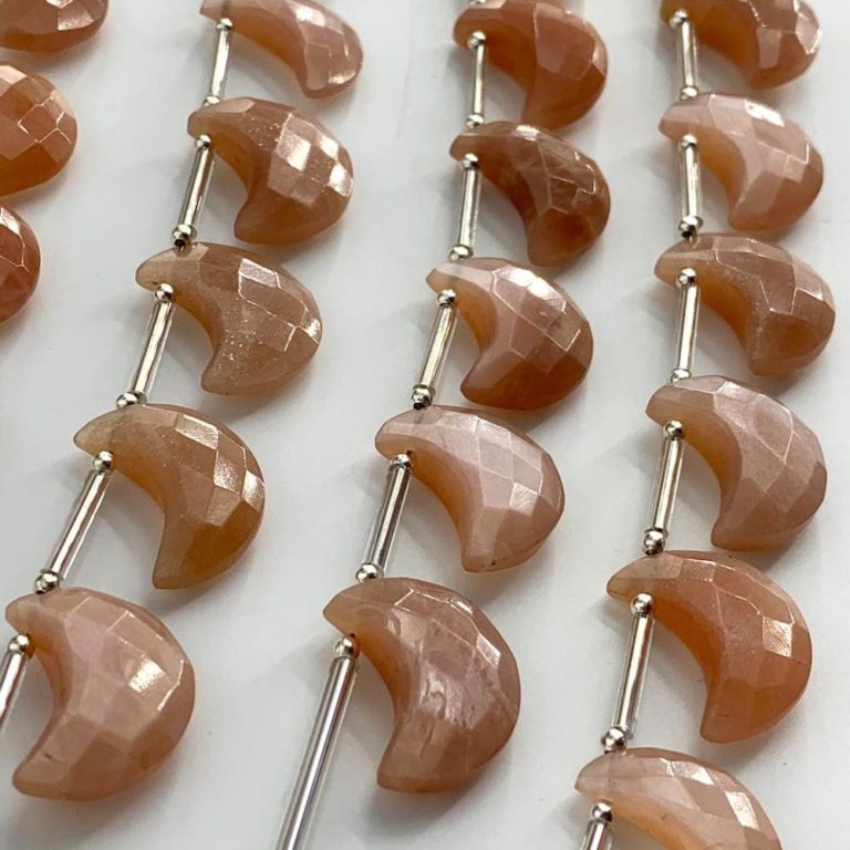 Peach Moonstone Faceted Moons Approx 22mm 7 Pieces - Image 5