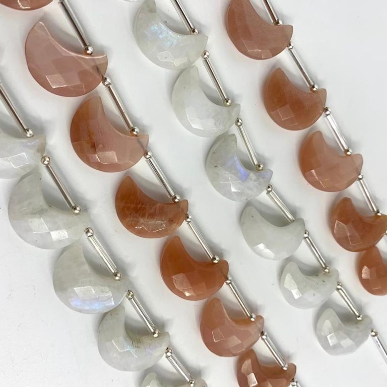 Peach Moonstone Faceted Moons Approx 22mm 7 Pieces - Image 7