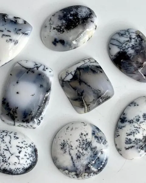 Dendritic Agate Mixed Shape Cabochons Approx 25 - 30mm 5 Piece Pack