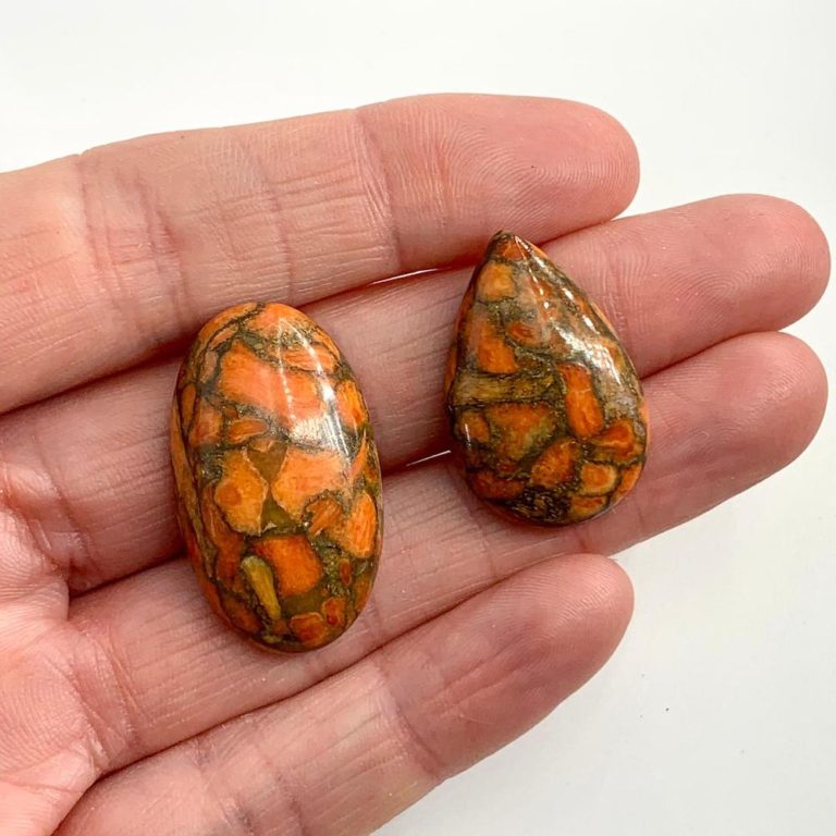 Mojave Orange Turquoise Mixed Shape Cabochons 2 Piece Pack - Image 3