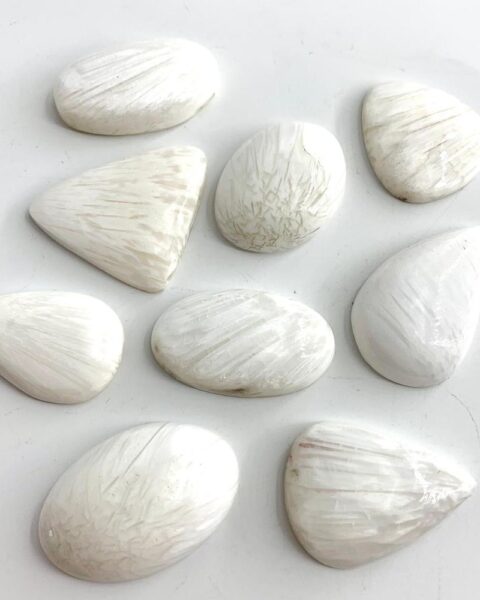 White Scolecite Mixed Shape Cabochons 4 Piece Pack