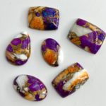 Spiny Oyster Purple & Orange Mixed Shape Cabochons 2 Pieces