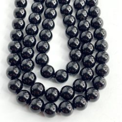 Black Tourmaline Smooth Rounds 6mm Beads 38cm Strand