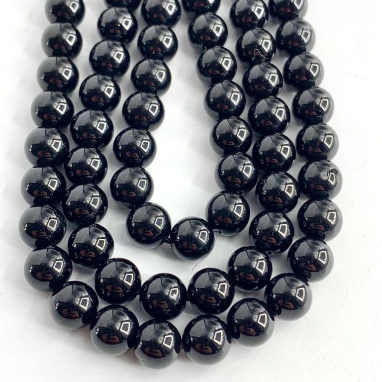 Black Tourmaline Smooth Rounds 6mm Beads 38cm Strand
