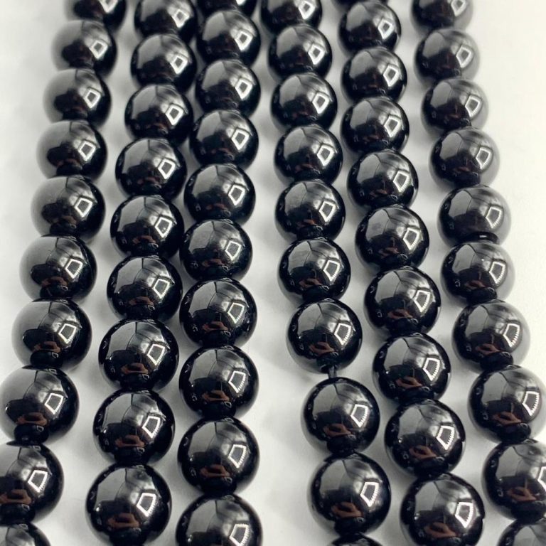 Black Tourmaline Smooth Rounds 6mm Beads 38cm Strand - Image 2