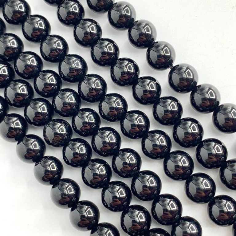Black Tourmaline Smooth Rounds 6mm Beads 38cm Strand - Image 3