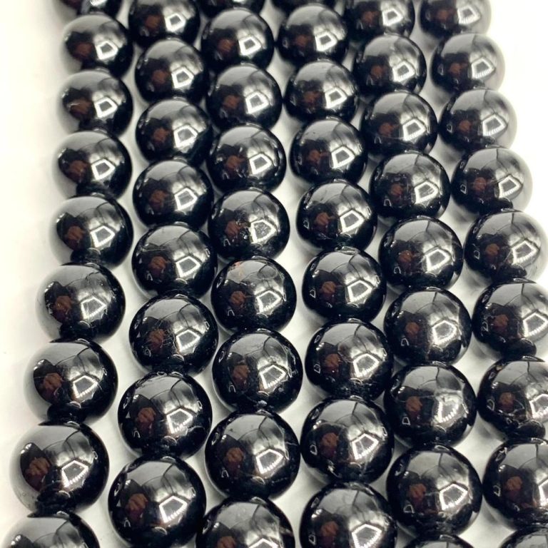 Black Tourmaline Smooth Rounds 8mm Beads 38cm Strand - Image 3
