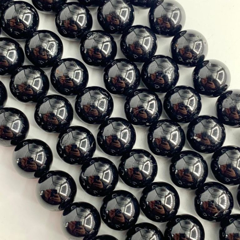 Black Tourmaline Smooth Rounds 8mm Beads 38cm Strand - Image 4