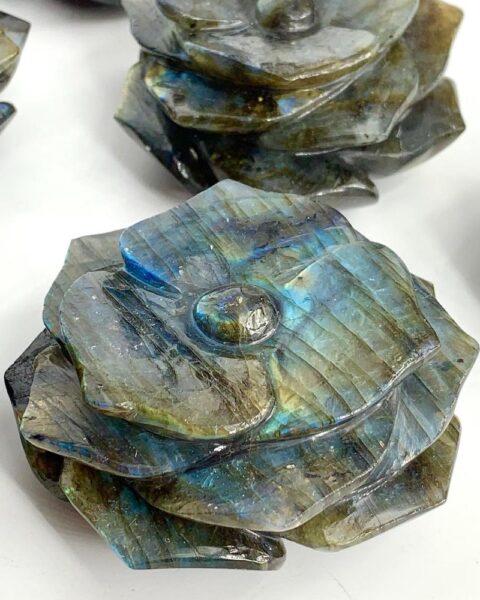 Labradorite Hand Carved Flower 6-7cm