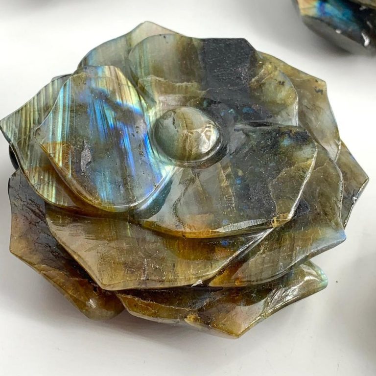 Labradorite Hand Carved Flower Approx 6 - 7cm - Image 2