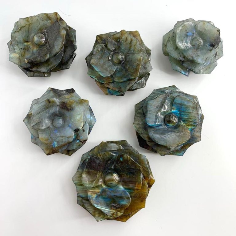 Labradorite Hand Carved Flower Approx 6 - 7cm - Image 3