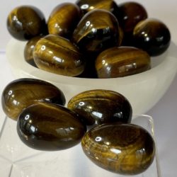 Tigers Eye Small Hand Carved Eggs 2 Pieces