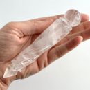 Natural Hand Carved Clear Quartz Wand Approx 13cm Round Top Twisted Base