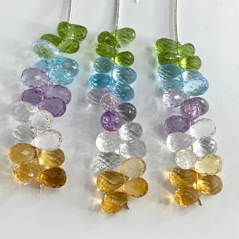 Multi Gemstone Faceted Briolette Strand 20 Pieces