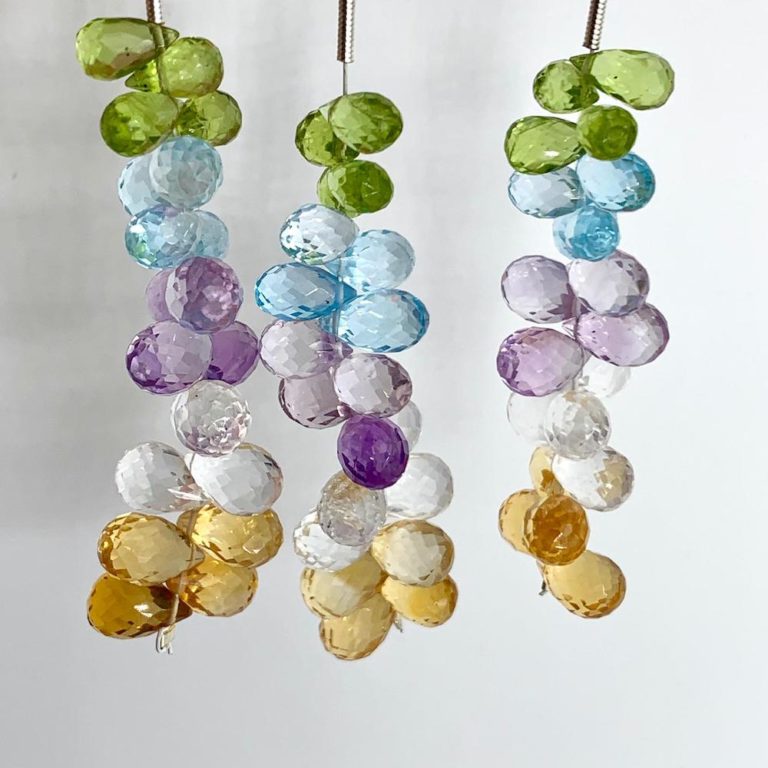 Multi Gemstone Faceted Briolette Strand 20 Pieces - Image 5