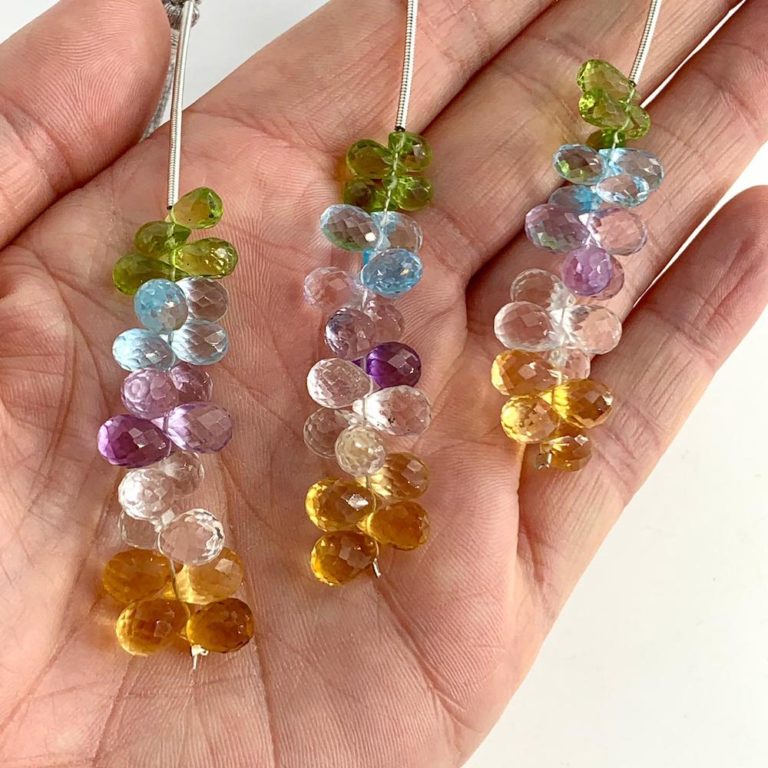 Multi Gemstone Faceted Briolette Strand 20 Pieces - Image 3