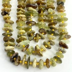 Green Garnet Slices Approx 8 x 2mm 38cm Strand with Spacers