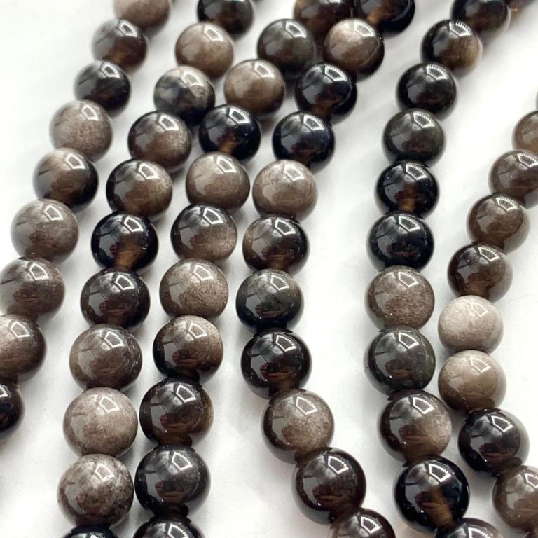 Silver Obsidian Smooth Rounds 6mm Beads Approx 38cm Strand - Image 2