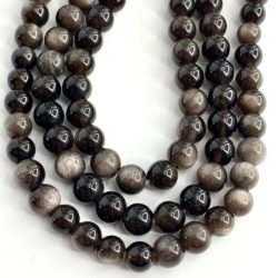 Silver Obsidian Smooth Rounds 6mm Beads Approx 38cm Strand
