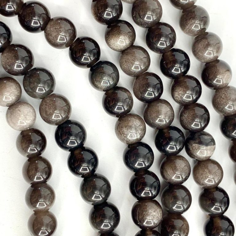Silver Obsidian Smooth Rounds 6mm Beads Approx 38cm Strand - Image 4