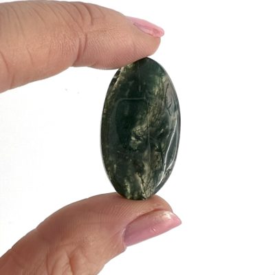 Moss Agate Oval Shape Cabochons Approx 20 - 30mm from 3 Piece Pack