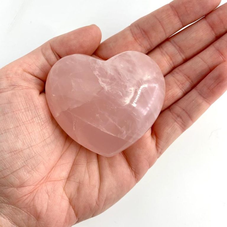 Rose Quartz Extra Large Hand Carved Heart Approx 6 - 7cm - Image 4