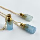 Aquamarine Scent Bottle Necklace on Gold Coloured Chain