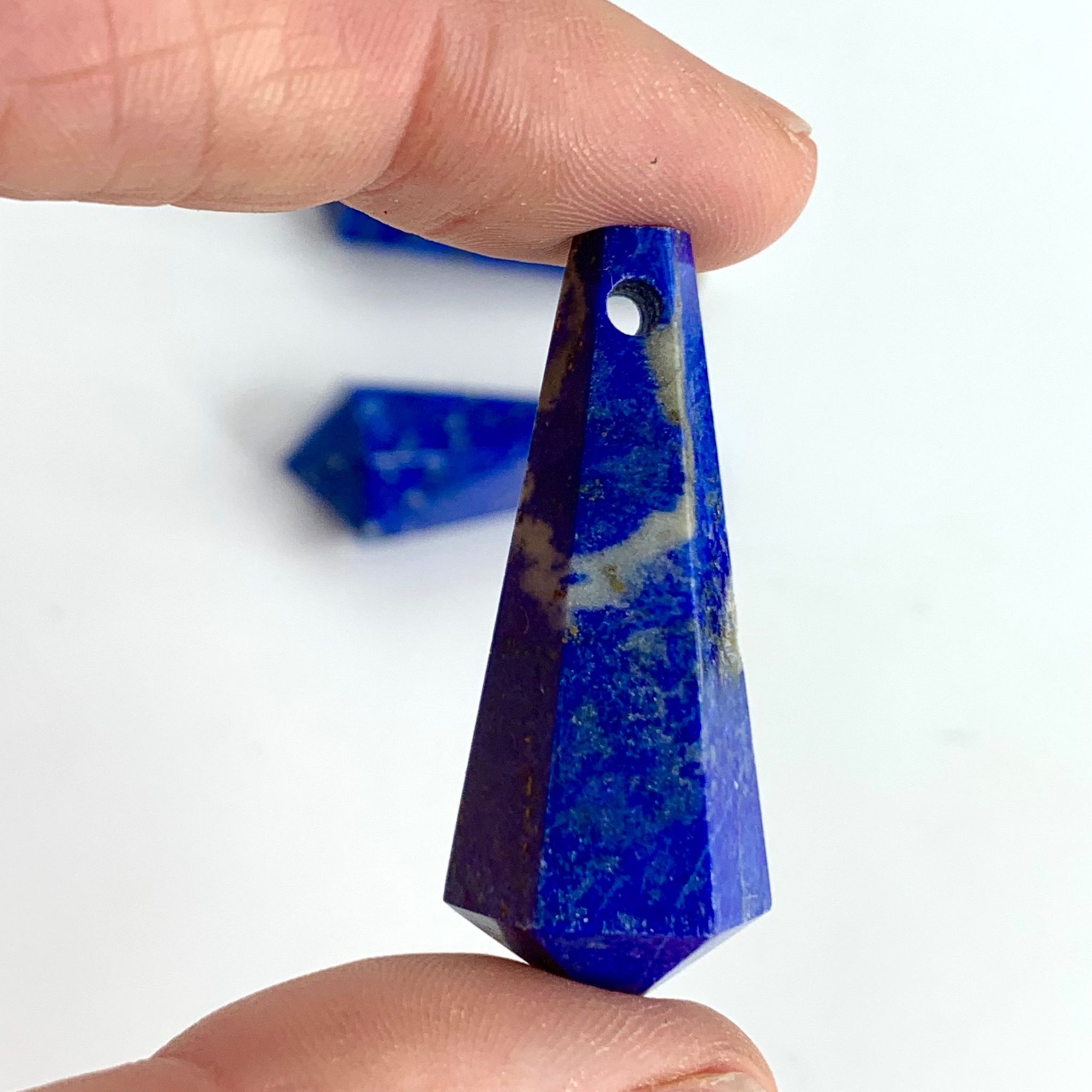 Lapis Lazuli Hexagonal Pendant Approx 40x15mm 2mm Drill Hole 3 Pieces