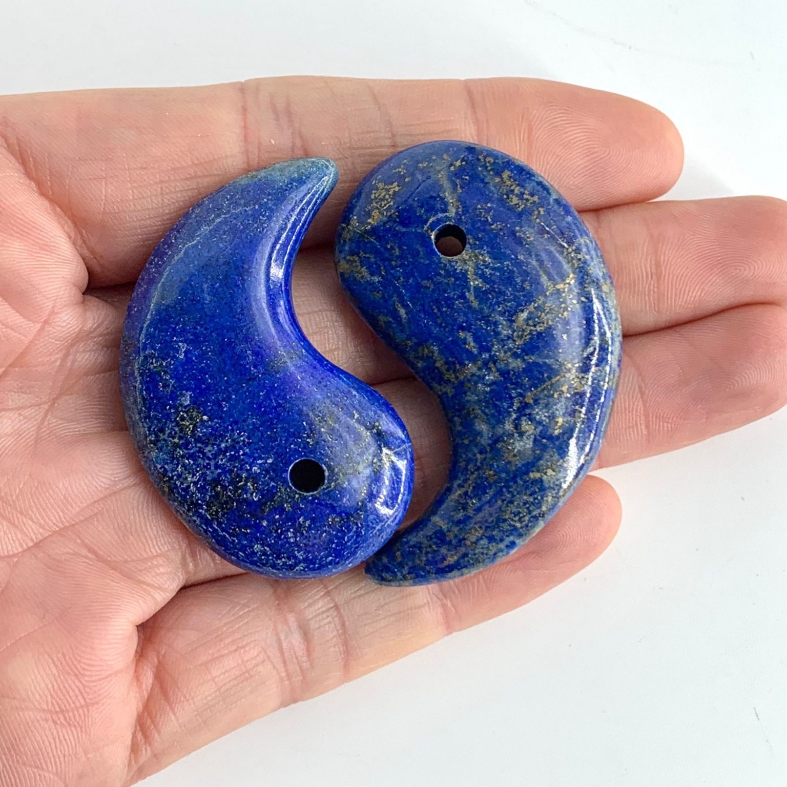 Lapis Lazuli Commas Approx 50x25mm 2mm Drill Hole 2 Pieces • Chalmers Gems