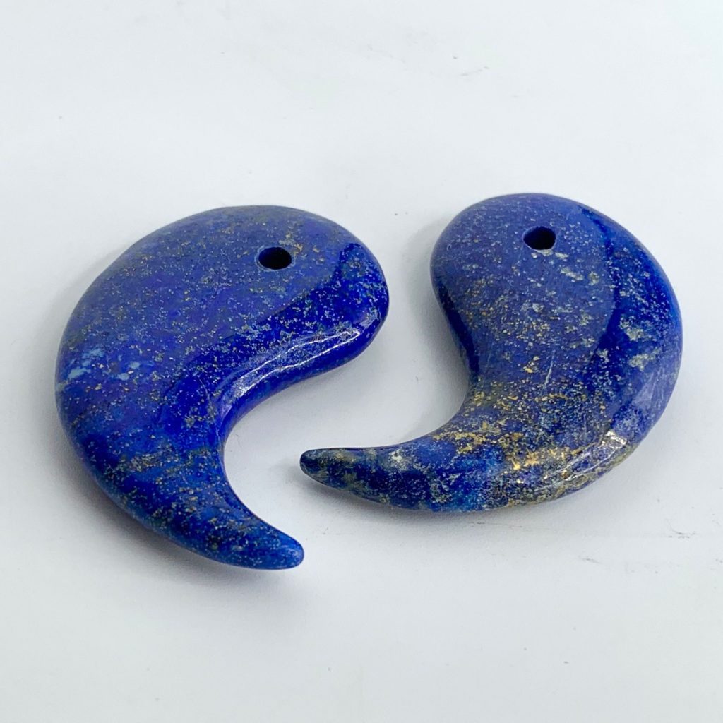 Lapis Lazuli Commas Approx 50x25mm 2mm Drill Hole 2 Pieces • Chalmers Gems