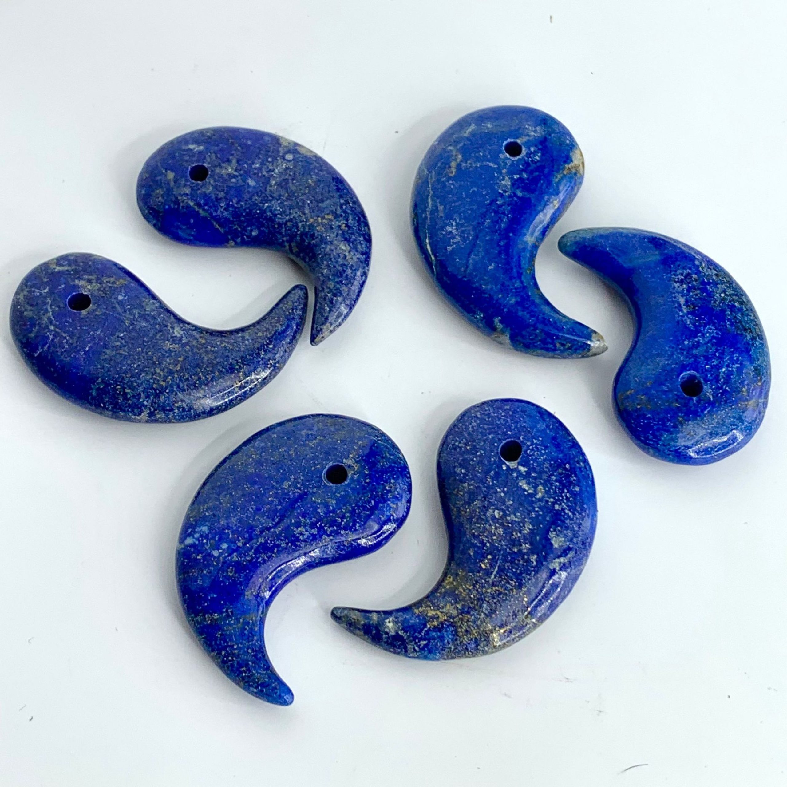 Lapis Lazuli Commas Approx 50x25mm 2mm Drill Hole 2 Pieces • Chalmers Gems