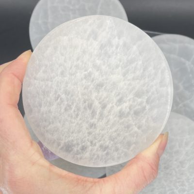 Selenite Flat Round Plate Approx 10cm