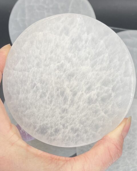 Selenite Flat Round Plate Approx 10cm