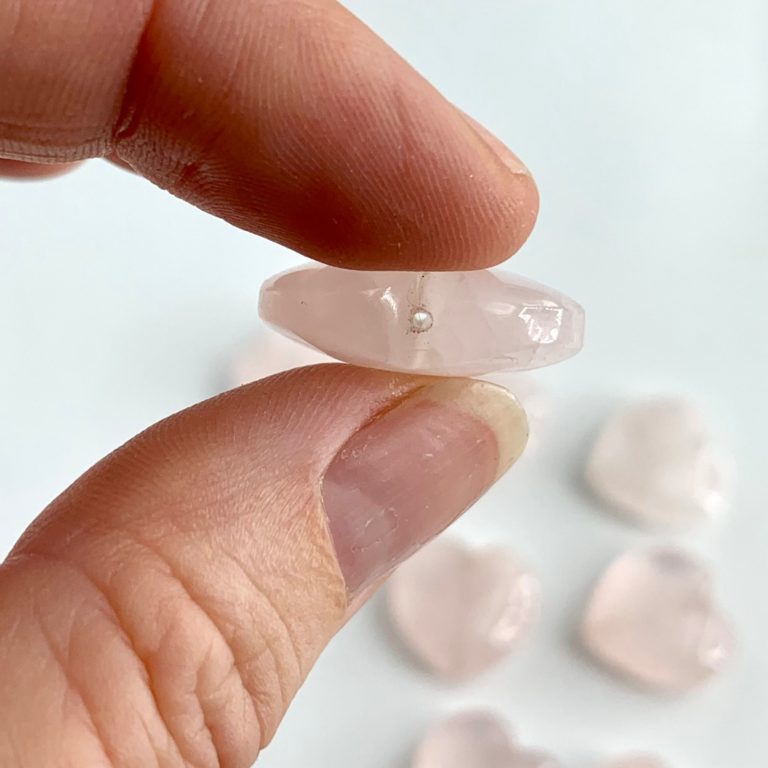 Rose Quartz Approx 20mm Through Drilled Hearts 3 Piece Pack - Image 5