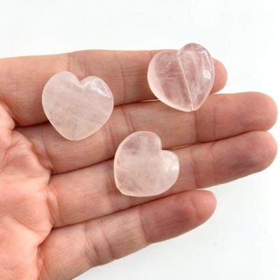 Rose Quartz Approx 20mm Through Drilled Hearts 3 Piece Pack