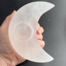 Selenite Moon Tealight Holder Hand Carved Approx 12cm