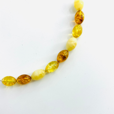 Baltic Amber Multi-Colour Olive Shaped Beads 9 Pack