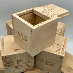 Bamboo Bespoke Box Dino Print Etching Medium 7.5 x 7.5 x 7.5cm