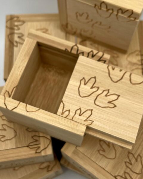 Bamboo Bespoke Box Dino Print Small 6 x 6 x 4cm