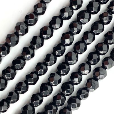 Black Agate Faceted Rounds 4mm 38cm Strand
