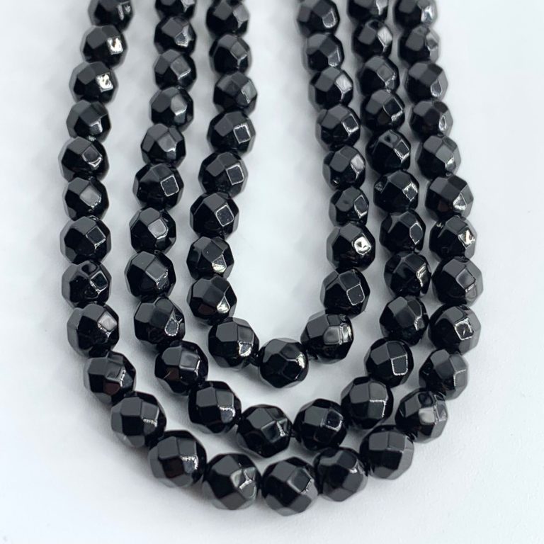 Black Agate Faceted Rounds Approx 4mm Beads 38cm Strand - Image 3