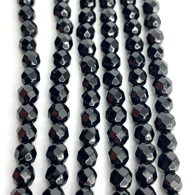 Black Agate Faceted Rounds Approx 4mm Beads 38cm Strand - Image 4