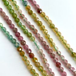 Multi Tourmaline 3mm Micro Faceted Rounds 38cm Strand