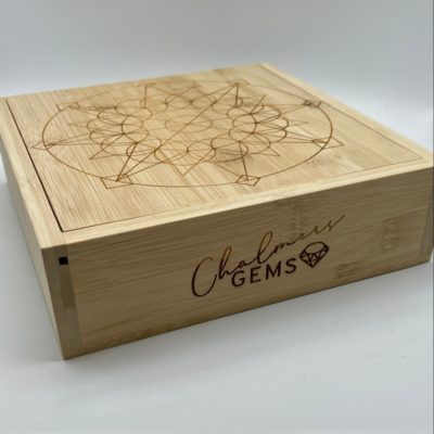 Bamboo Bespoke Crystal Grid Box With Exclusive Mandala Etching 20 x 20 x 6cm